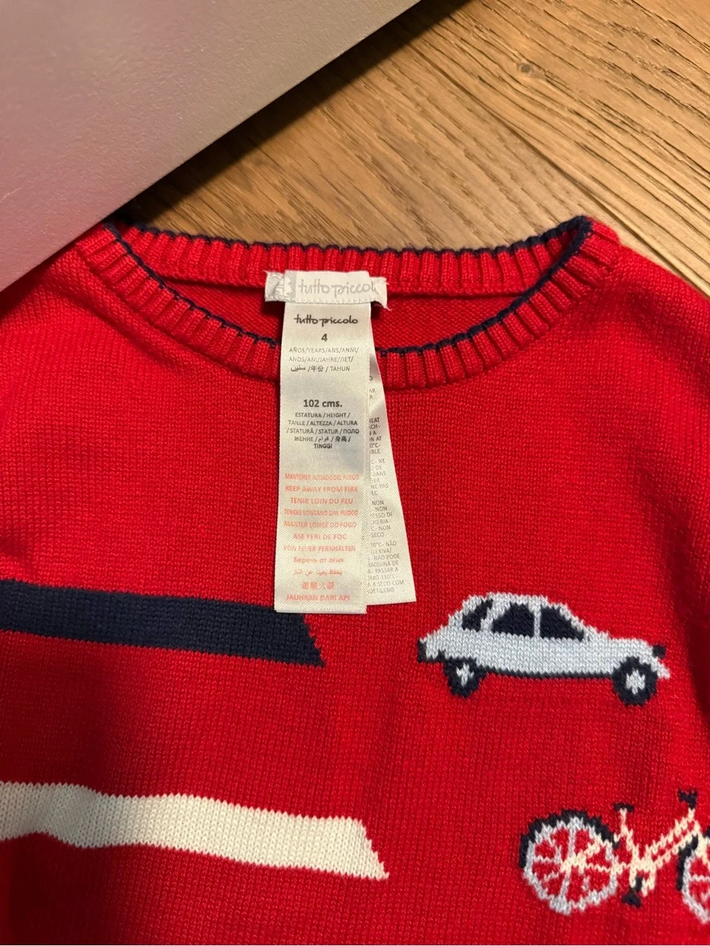 Tutto Piccolo Shirt, Sweater and Two Pant Set with Car Motif